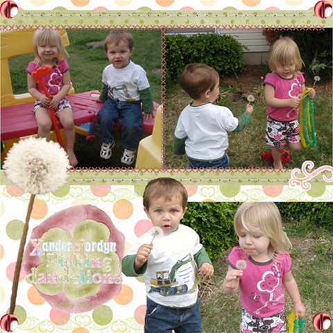 Xander & Jordyn Blowing Dandelions By Starr 12 x12  Scrapbook Page - 1