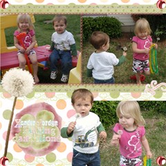 Xander & Jordyn blowing dandelions - ScrapBook Page 12  x 12 