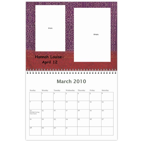 Calendar For Grandparents By Sharon Mar 2010