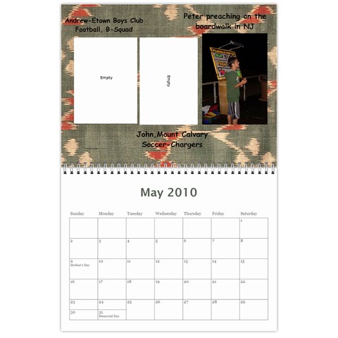 Calendar For Grandparents By Sharon May 2010