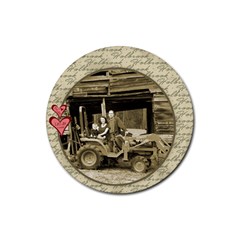 Dylan loves his daddy s tractor! - Rubber Coaster (Round)