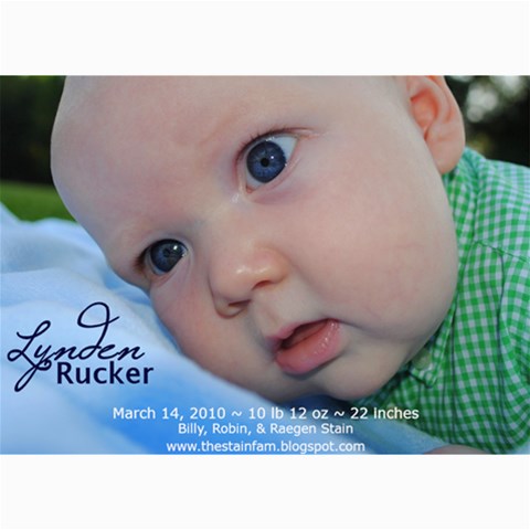 Lynden Rucker Announcement By Robin 7 x5  Photo Card - 6