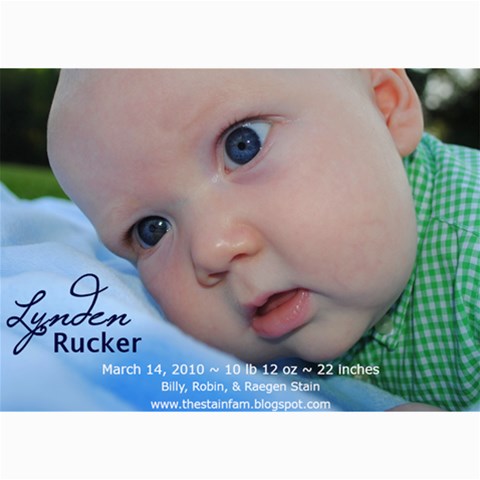 Lynden Rucker Announcement By Robin 7 x5  Photo Card - 8