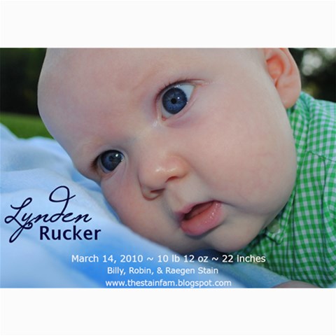 Lynden Rucker Announcement By Robin 7 x5  Photo Card - 10