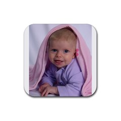 k. with blanket on her head coaster - Rubber Coaster (Square)