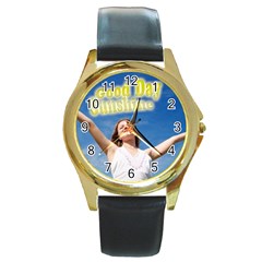 sunshine - Round Gold Metal Watch