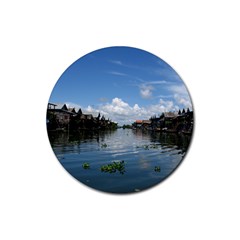 floating village coaster - Rubber Coaster (Round)