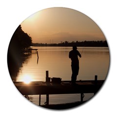 Fishin in the evening sun - Round Mousepad