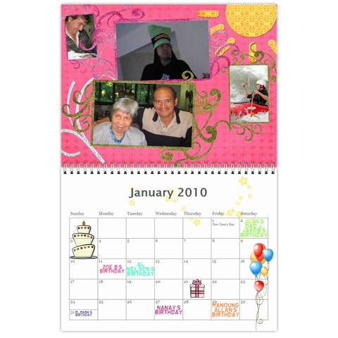 My 18m Calendar By Jem Jan 2010
