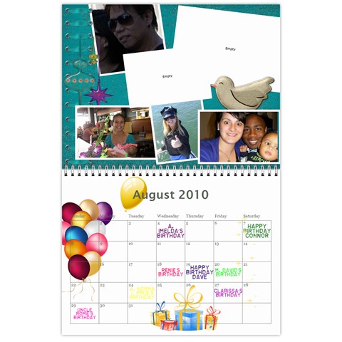 My 18m Calendar By Jem Aug 2010