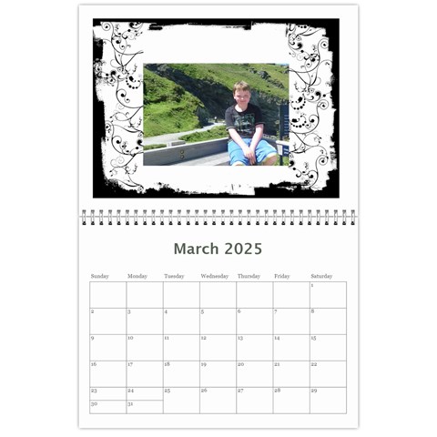 Classic Swirly Grunge  2025 Calendar  By Catvinnat Mar 2025