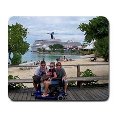 the family on the cruise - Large Mousepad