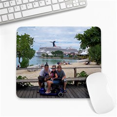 the family on the cruise - Large Mousepad