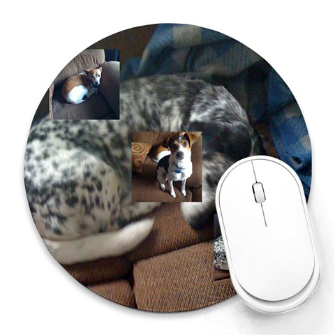 Dog Pad By John W Brokaw 8 x8  Round Mousepad - 1