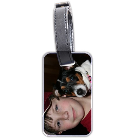 Jacob s Luggage Tag With Him & Miley Photo And Address By Wendy Green Front