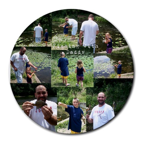 Fishing  By Nicole Schuller Cramer 8 x8  Round Mousepad - 1