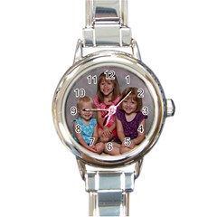 Italian charm watch with the girls bday pic on it!!!  - Round Italian Charm Watch