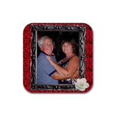 mom dad coaster - Rubber Coaster (Square)