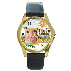 I love summer - Round Gold Metal Watch