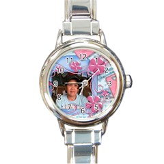 blue watch - Round Italian Charm Watch