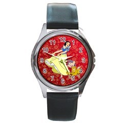 snow white watch - Round Metal Watch