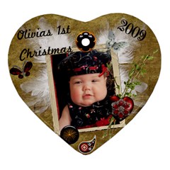 Olivia s 1st Christmas Ornament 2009 - Ornament (Heart)