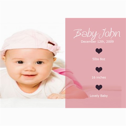 Baby Card By Wood Johnson 7 x5  Photo Card - 2