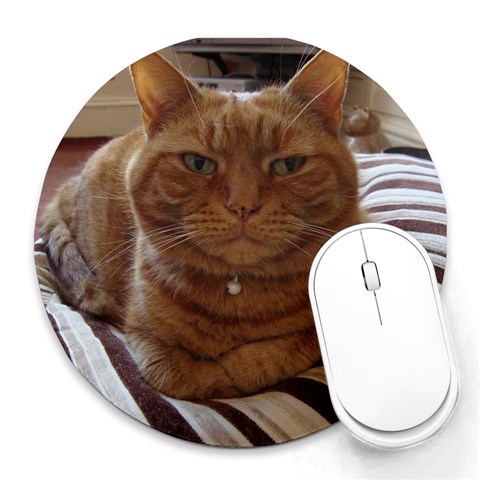 Cat By Helen Carr 8 x8  Round Mousepad - 1