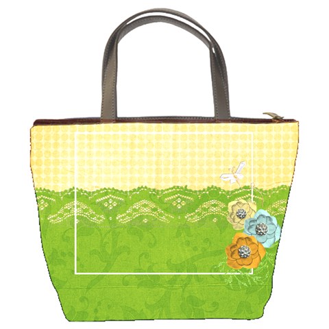Bucket Bag, Butterfly & Flowers By Mikki Back