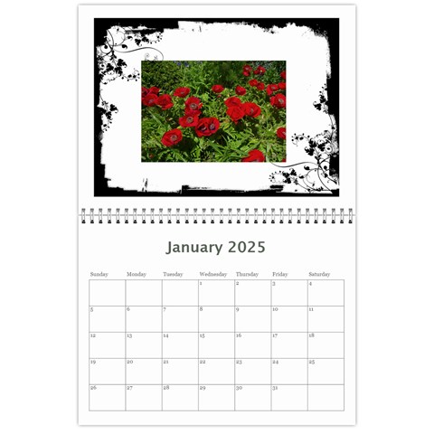 Black & White 2025 Calendar  By Catvinnat Jan 2025