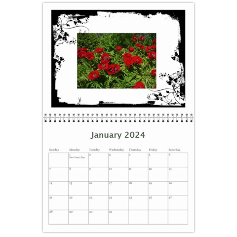 Black & White 2024 Calendar  By Catvinnat Jan 2024