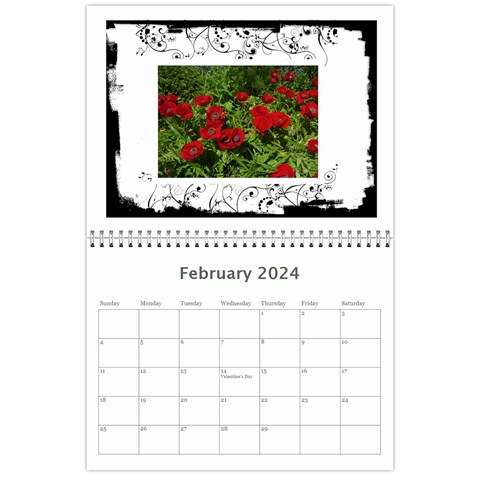 Black & White 2024 Calendar  By Catvinnat Feb 2024