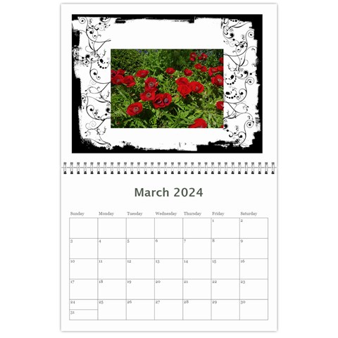 Black & White 2024 Calendar  By Catvinnat Mar 2024