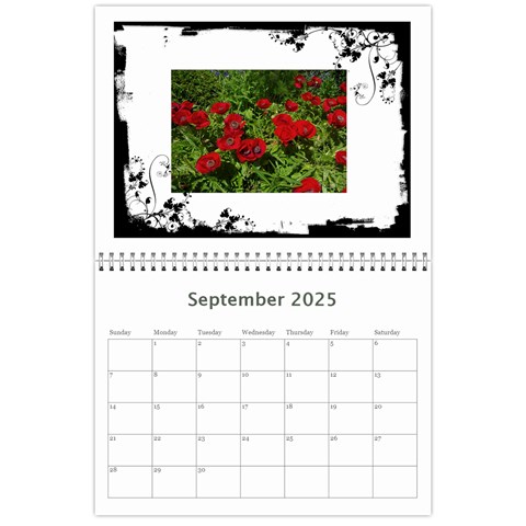 Black & White 2025 Calendar  By Catvinnat Sep 2025