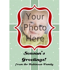 Red and Green Vintage Photo Christmas Card - Greeting Card 5  x 7 