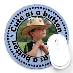 Cute as a Button Boy Mousepad - Round Mousepad