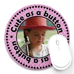 Cute as a Button Girl Mousepad - Round Mousepad