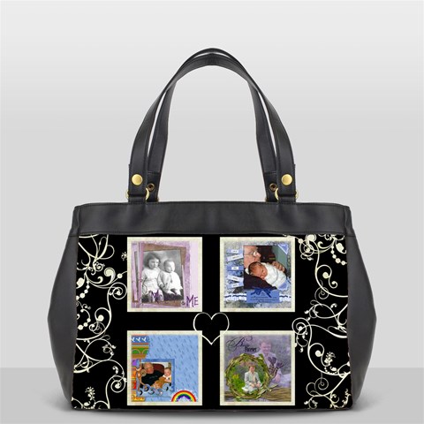 Swirly Black & White Hearts Bag By Catvinnat Front