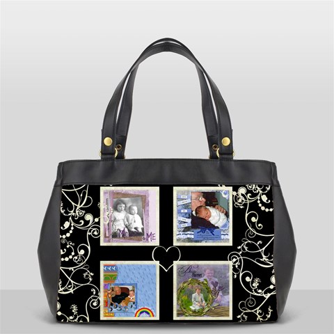 Swirly Black & White Hearts Bag By Catvinnat Back