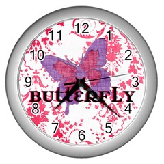 Butterfly - Wall Clock (Silver)