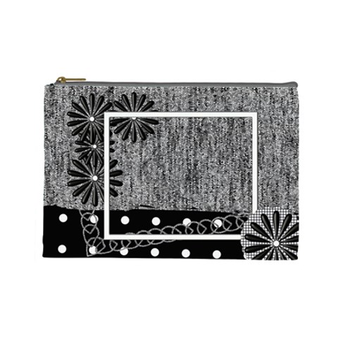 Cosmetics Bag Large Black & White By Angel Front