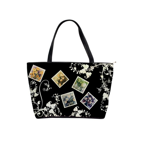 Black & Creme Swirly Shoulder Bag By Hannah Front