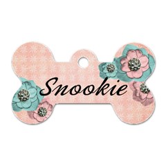 Pink Floral Dog Tag - Dog Tag Bone (Two Sides)