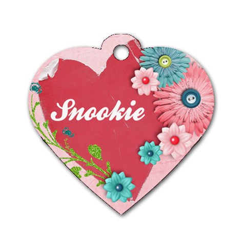 Pink Floral Dog Tag By Mikki Front