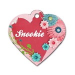 Pink Floral Dog Tag - Dog Tag Heart (Two Sides)