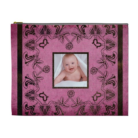 Pink Art Nuveau Cosmetic Bag By Catvinnat Front