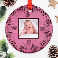 Pink Art Nuveau Ornament - Round Ornament (Two Sides)