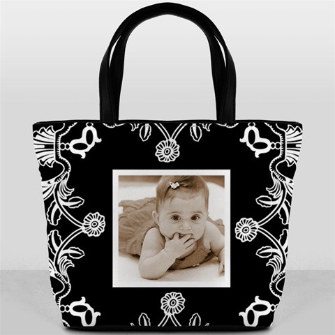 Art Nouveau Black & White Bucket Bag By Catvinnat Front