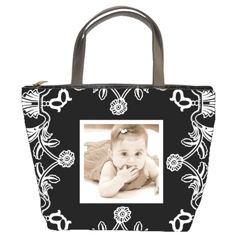 Art Nouveau Black & White Bucket Bag By Catvinnat Front