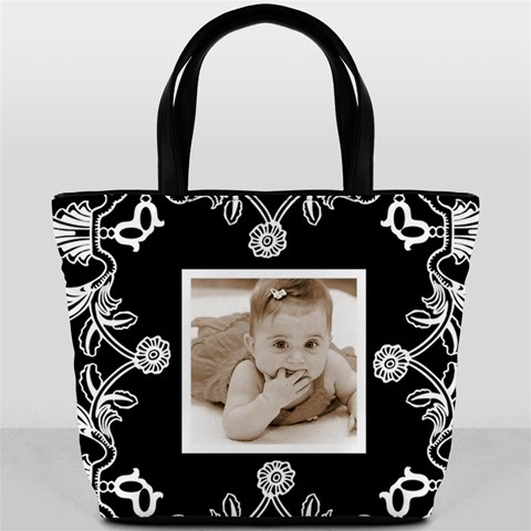 Art Nouveau Black & White Bucket Bag By Catvinnat Back